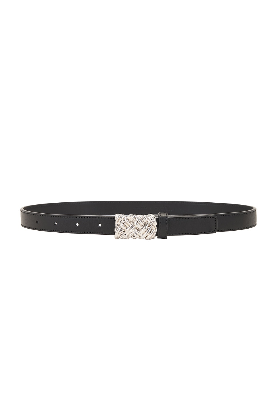 Shop Bottega Veneta Pin Belt In Black & Silver