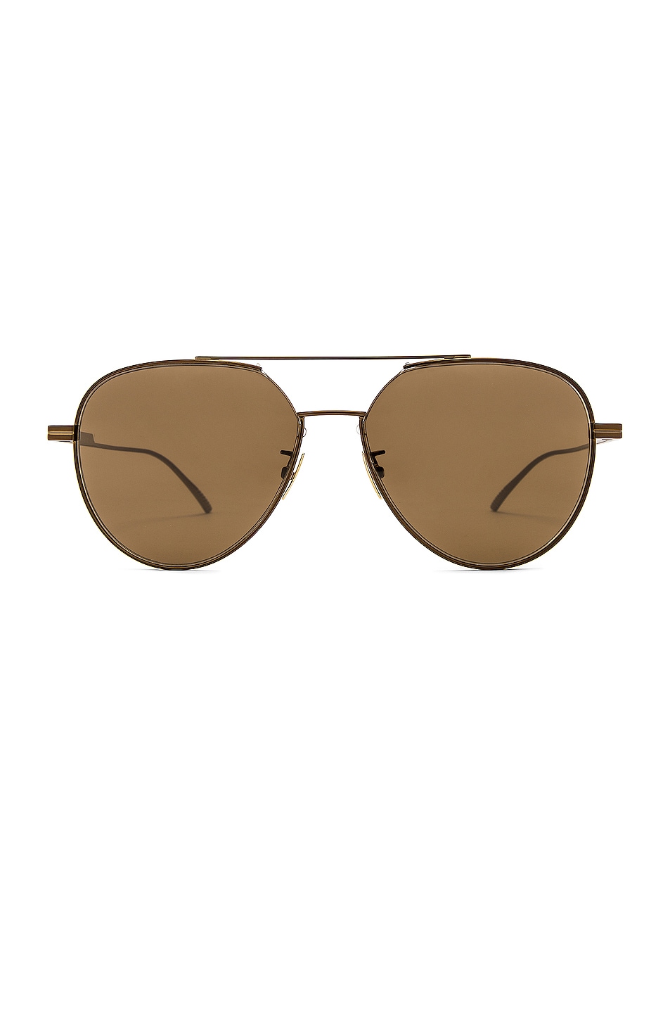 Image 1 of Bottega Veneta Metal Pilot Sunglasses in Shiny Transparent Brown