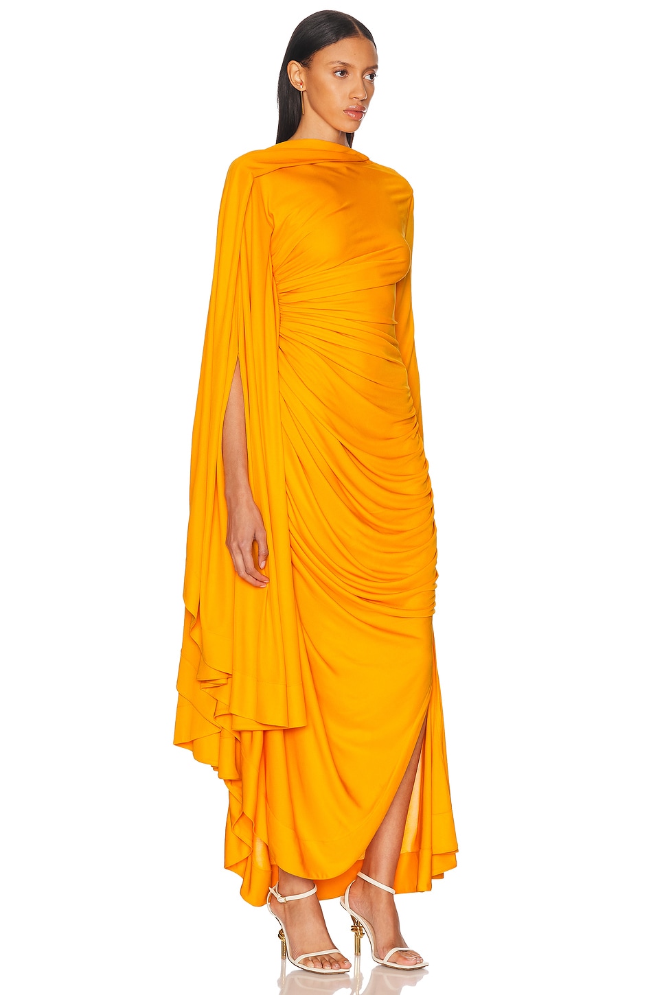 Bottega Veneta Draped Matte Viscose Jersey Cape Maxi Dress