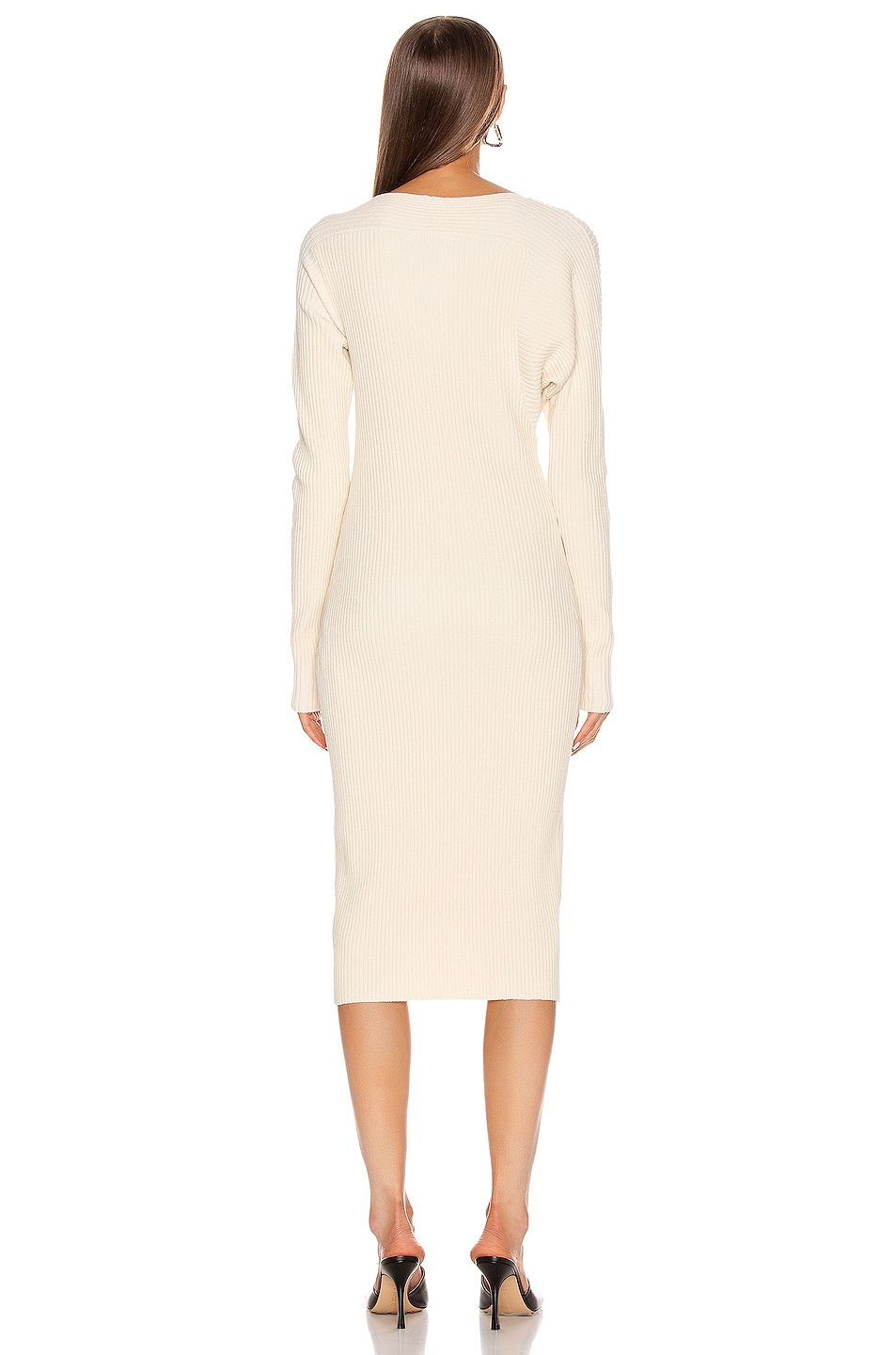 Bottega Knit Midi Dress in Off White FWRD