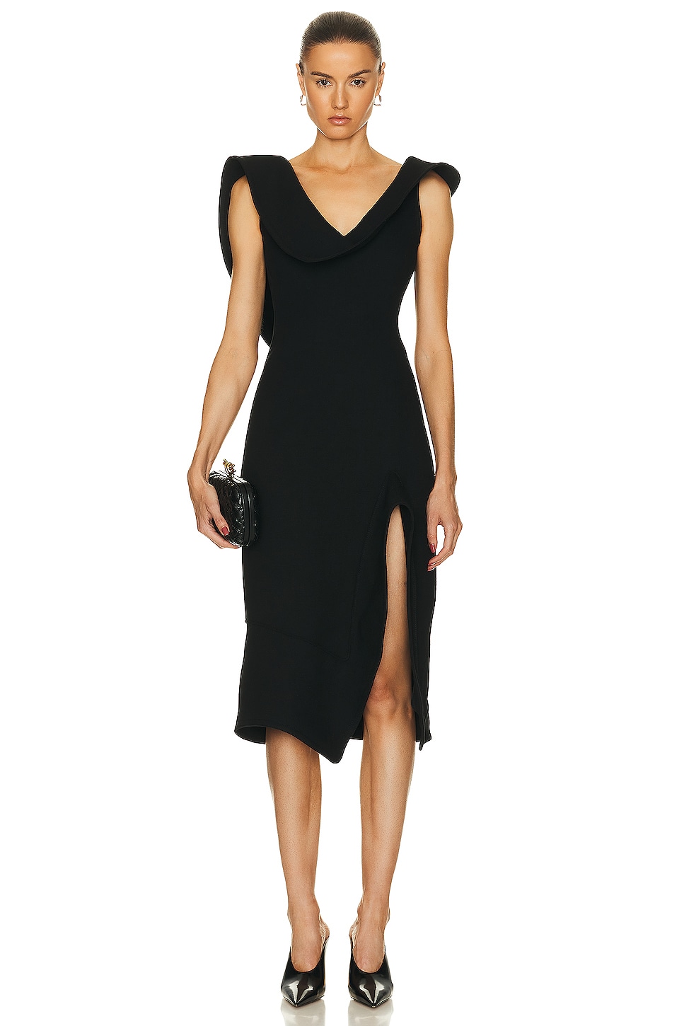 Image 1 of Bottega Veneta Structured Double Melange Dress in Black