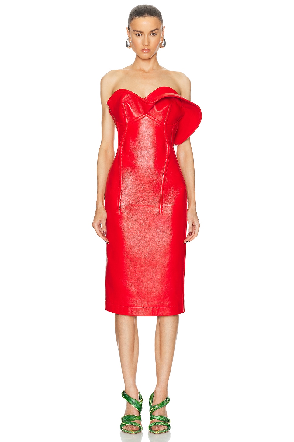 Image 1 of Bottega Veneta Midi Dress in Poppy