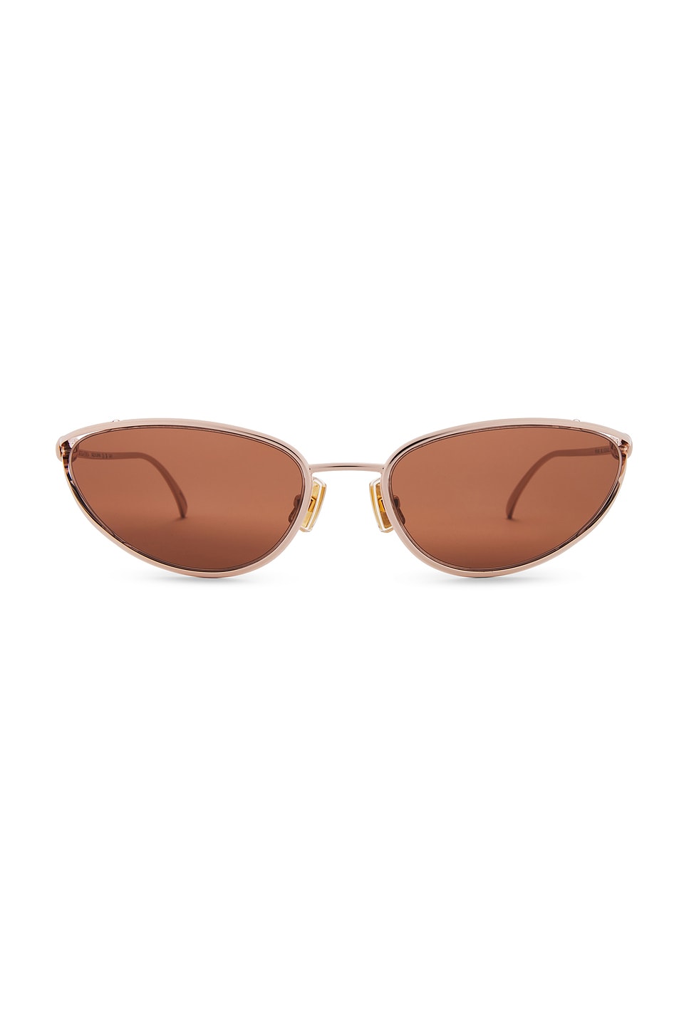 Shop Bottega Veneta Narrow Cat Eye Sunglasses In Rose Gold & Warm Brown