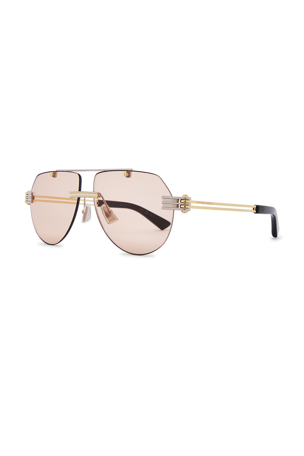 Bottega Veneta Aviator Sunglasses In Silver  Gold  & Brown