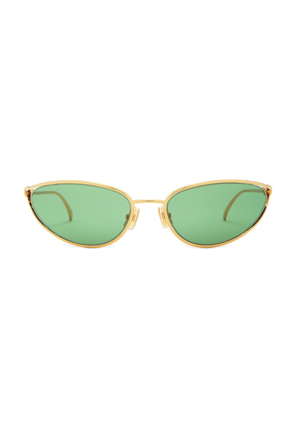 Shop Bottega Veneta Narrow Cat Eye Sunglasses In Gold & Green