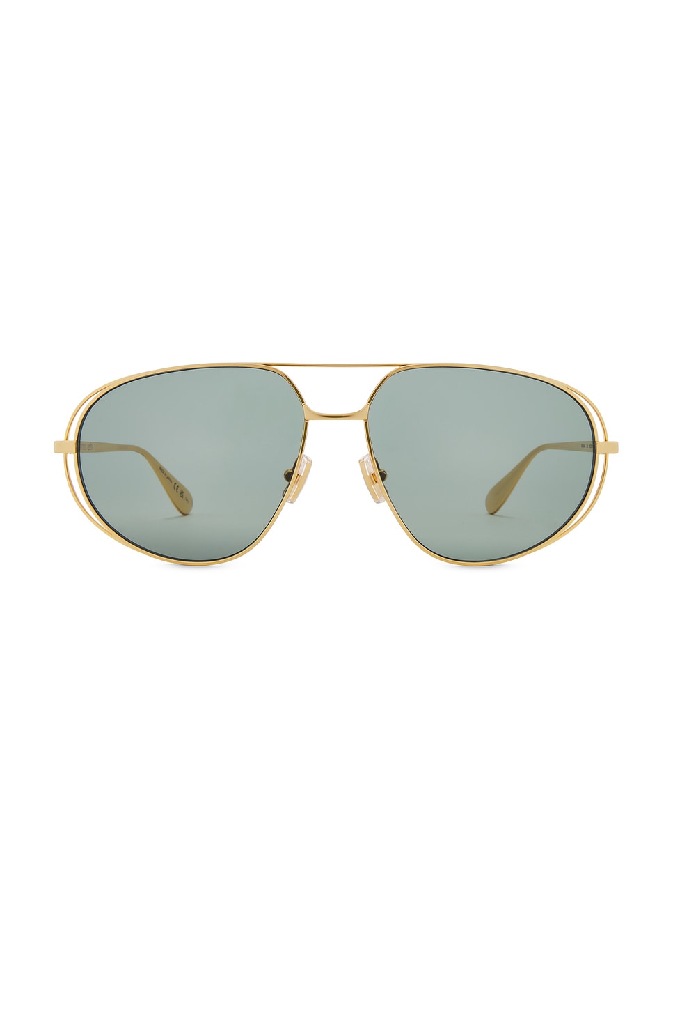 Shop Bottega Veneta Aviator Sunglasses In Gold & Green