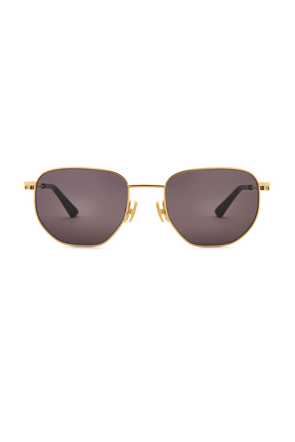 Bottega Veneta Gold Split Metal Sunglasses In Gold & Grey