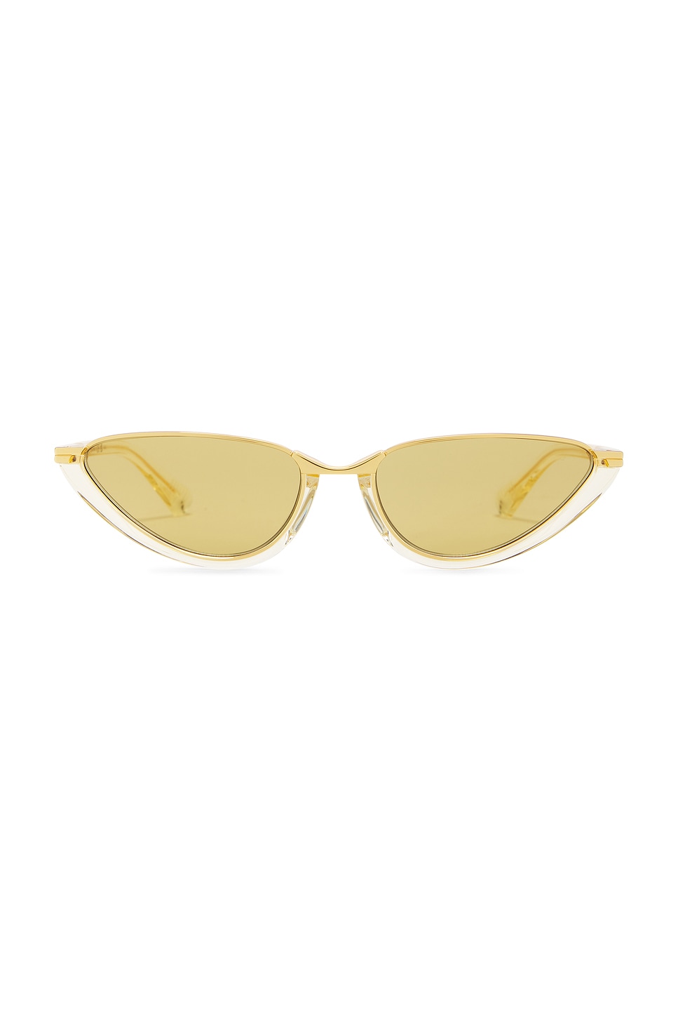 Bottega Veneta Recycled Acetate And Metal Cat-eye Sunglasses In Yellow & Brown