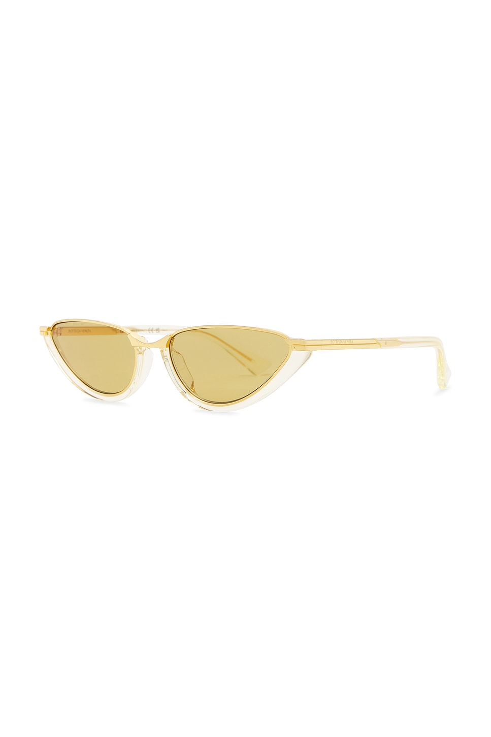 Bottega Veneta Recycled Acetate And Metal Cat-eye Sunglasses In Yellow & Brown
