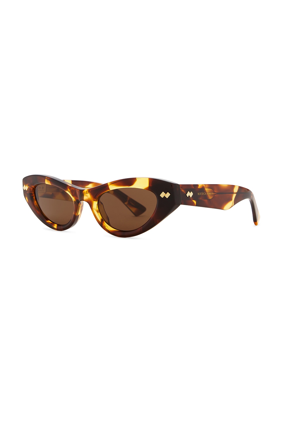 Bottega Veneta Bold Ribbon Stud Sunglasses In Havana & Brown