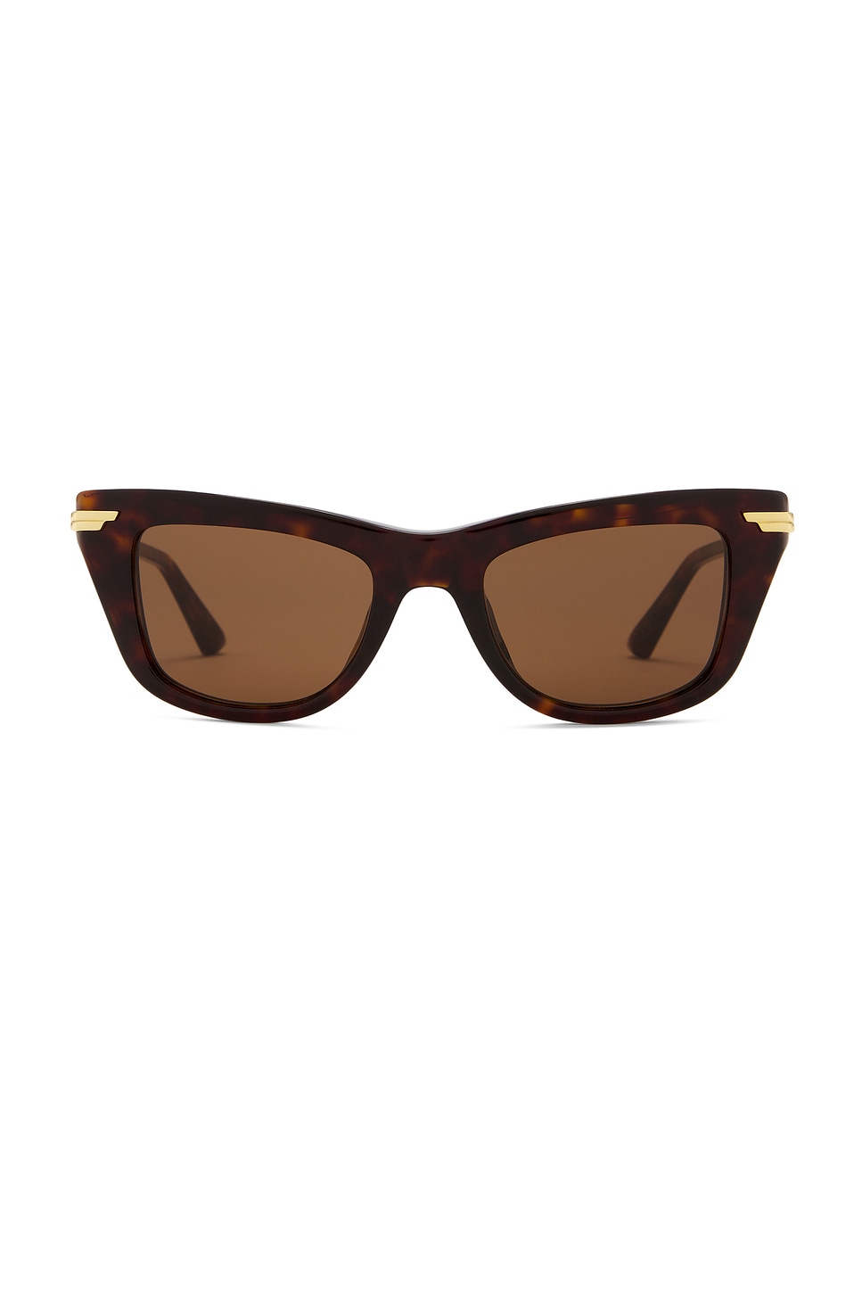 Bottega Veneta Square Sunglasses In Havana  Gold  & Brown