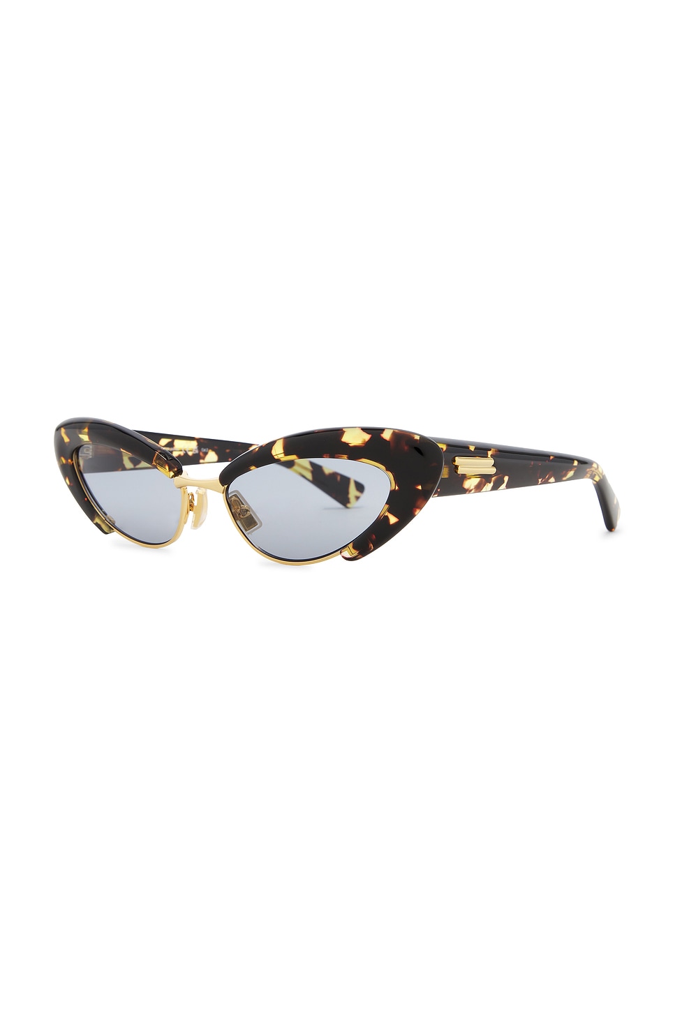 Bottega Veneta Cat Eye Sunglasses In Havana & Blue