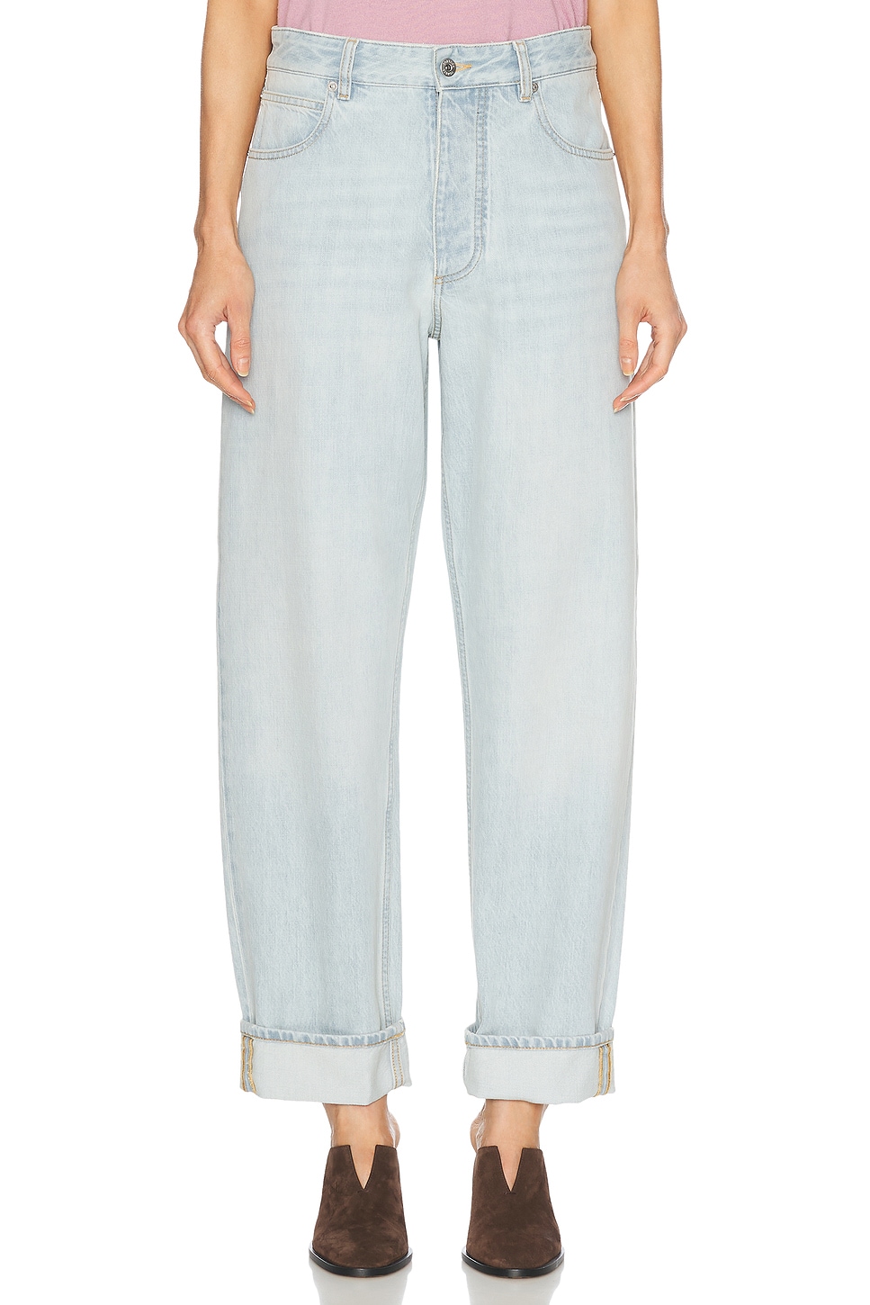 Image 1 of Bottega Veneta Cuffed Straight Leg in Light Blue