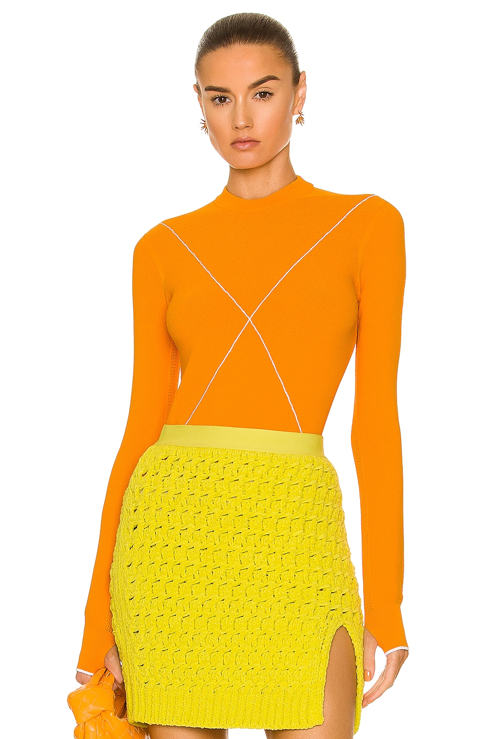 Image 1 of Bottega Veneta Technoskin Elastic Sweater in Tangerine
