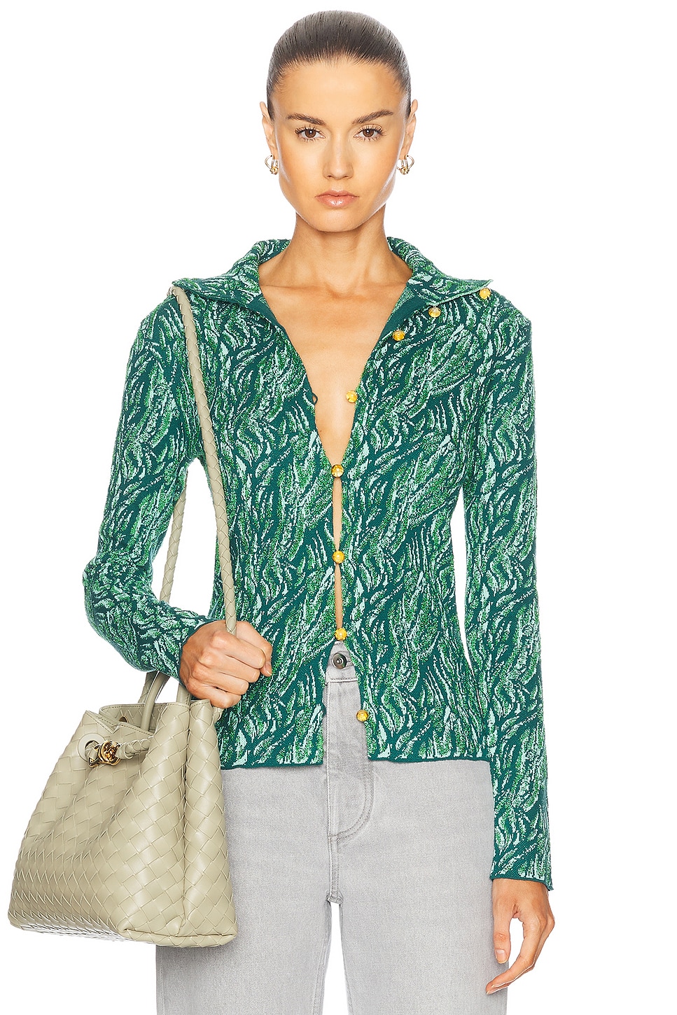 Long Sleeve Cardigan in Green