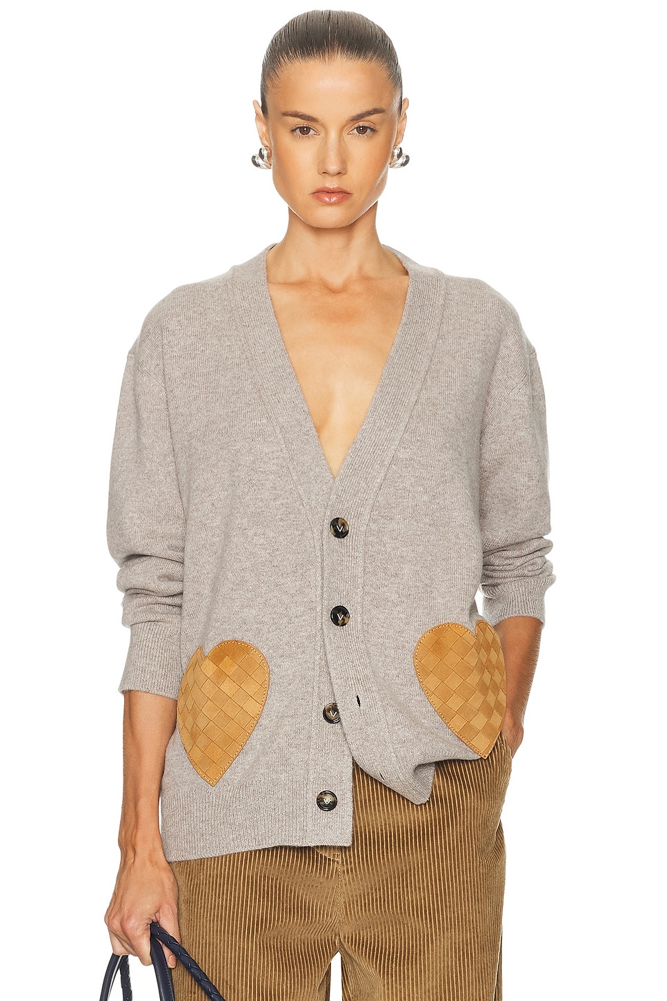 Image 1 of Bottega Veneta Cashmere Cardigan in Stone Melange