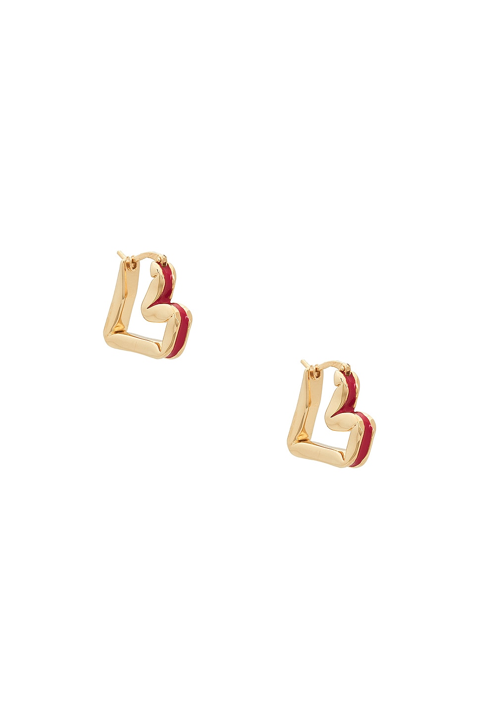 Image 1 of Bottega Veneta Heart Earring in Gold & Chili