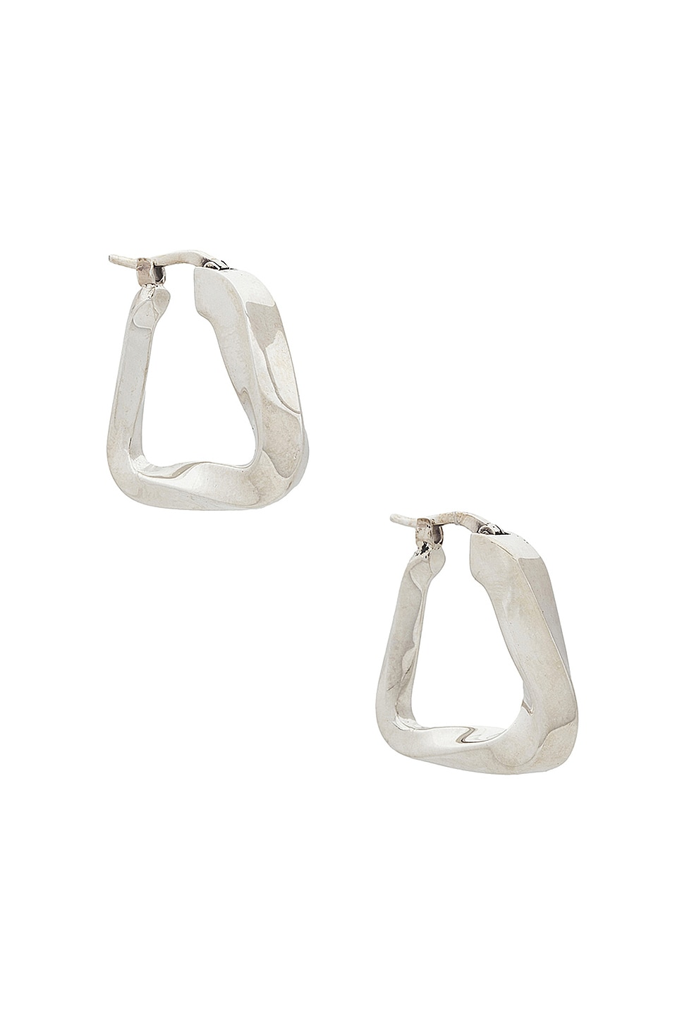 Bottega Veneta Twisted Hoop Earrings in Metallic Silver