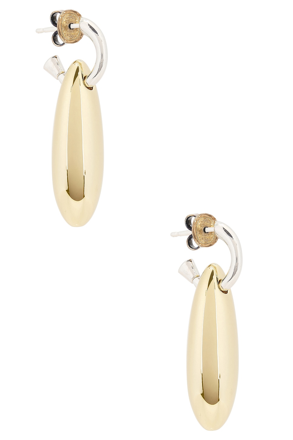 Image 1 of Bottega Veneta Dangle Earrings in Silver & Yellow Gold