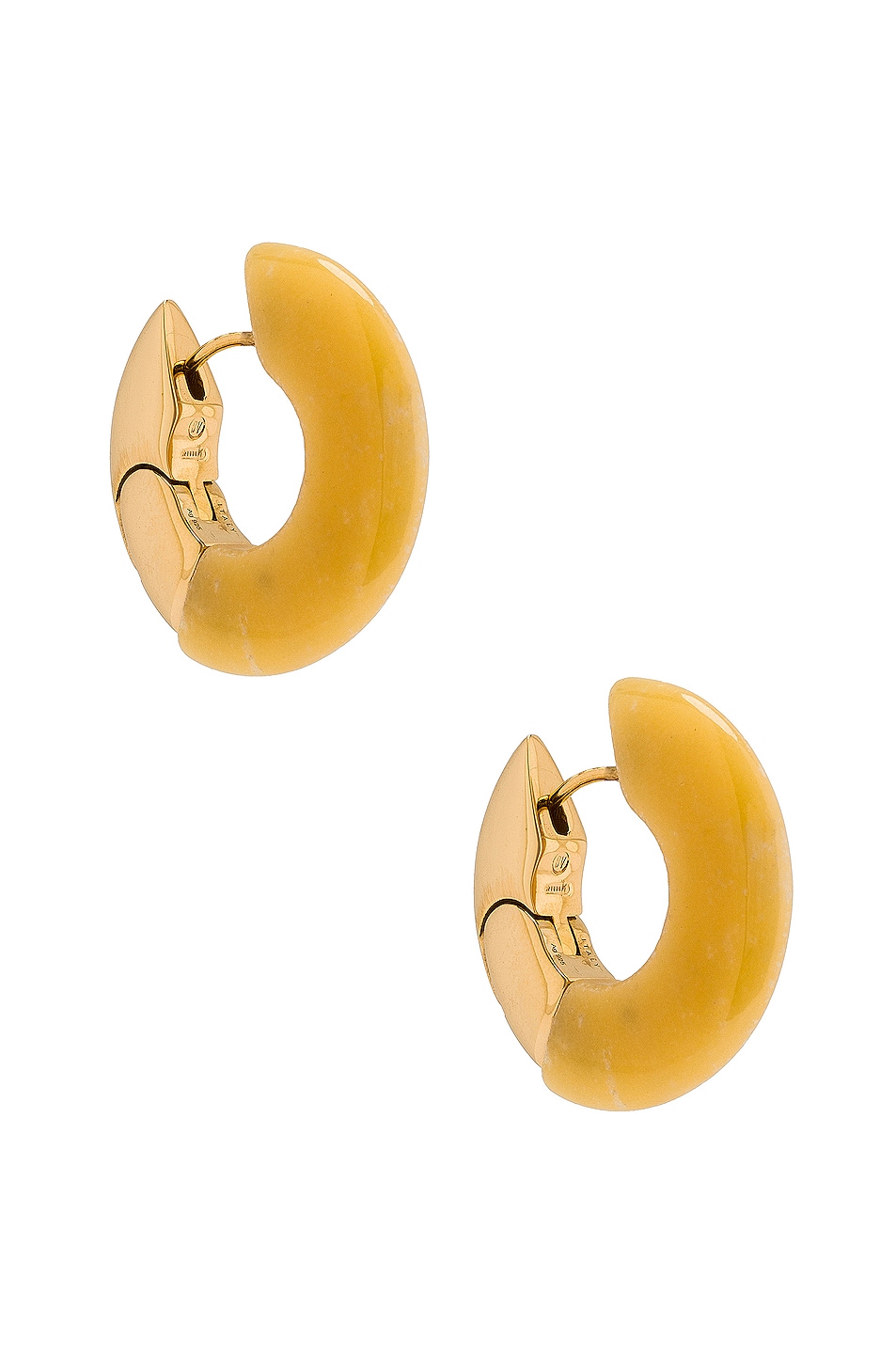 Image 1 of Bottega Veneta Two Tone Hoop Earrings in Yellow Aventurine