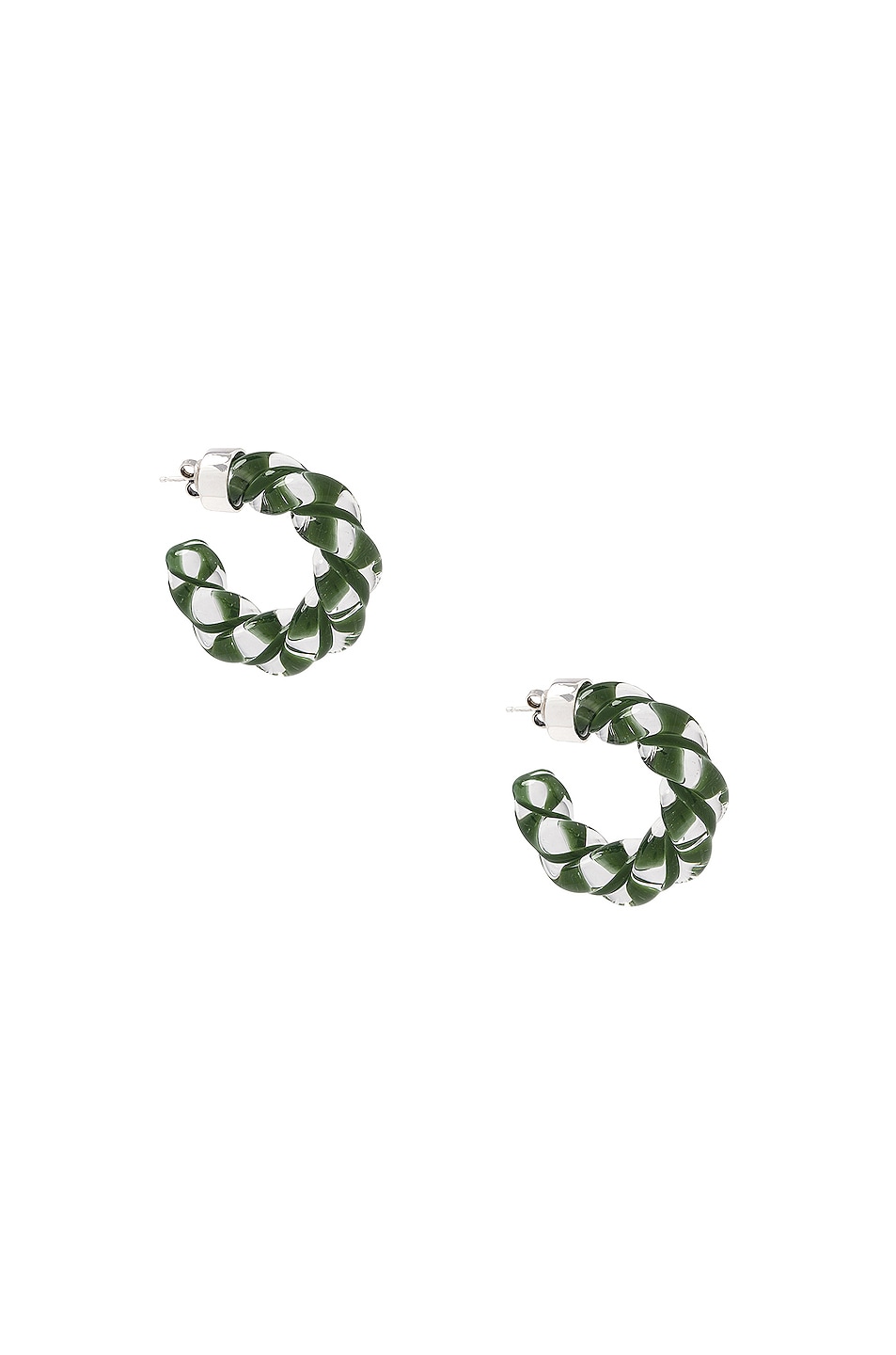 Image 1 of Bottega Veneta Sterling Silver & Glass Earrings in Parakeet