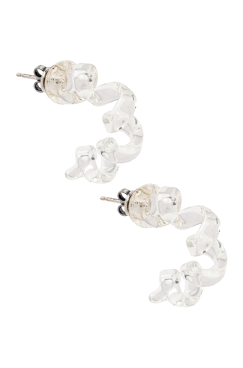 Image 1 of Bottega Veneta Sterling Silver and Glass Earrings in Transparent