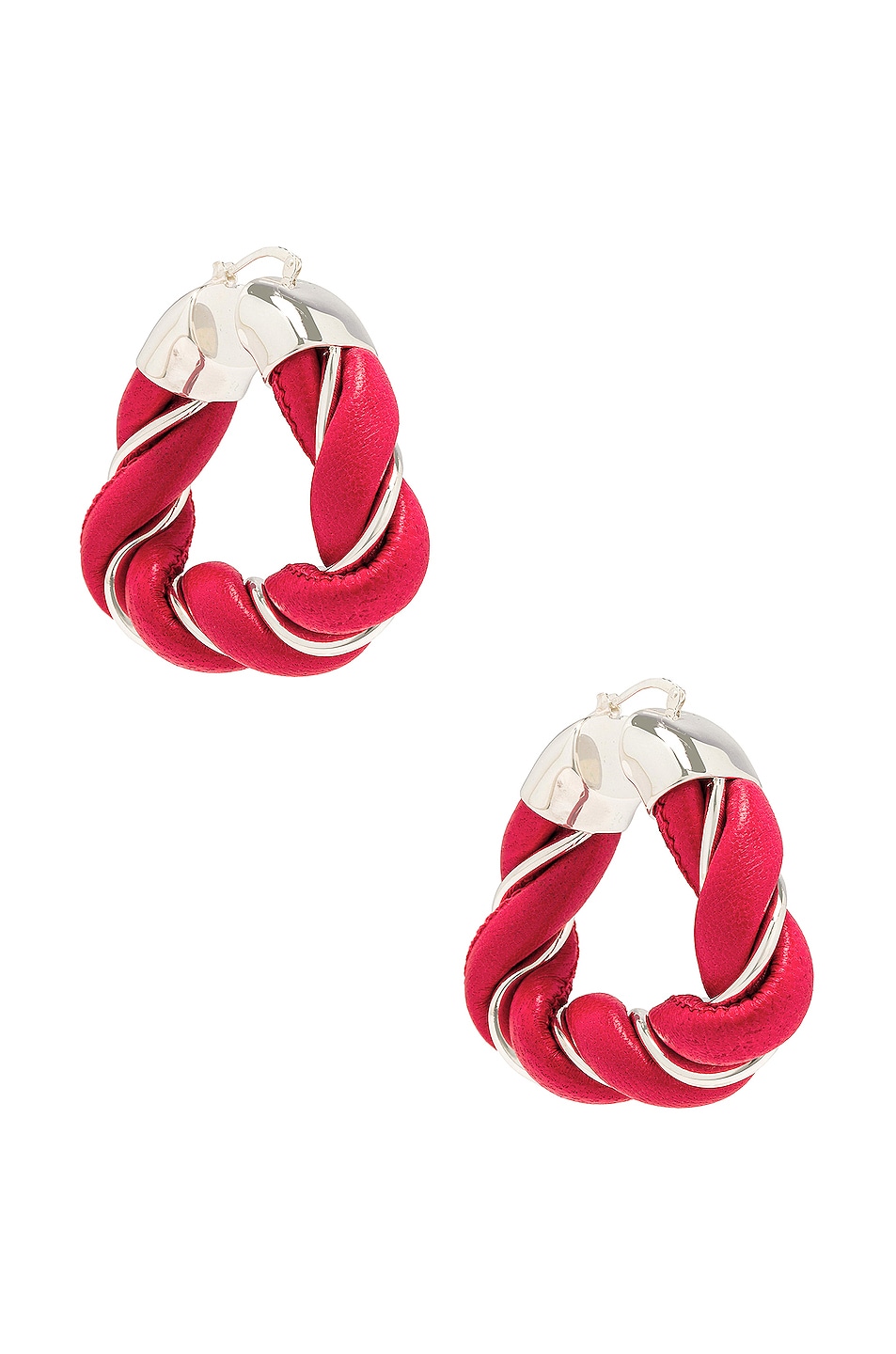 Image 1 of Bottega Veneta Twist Earrings in Scarlet Washed