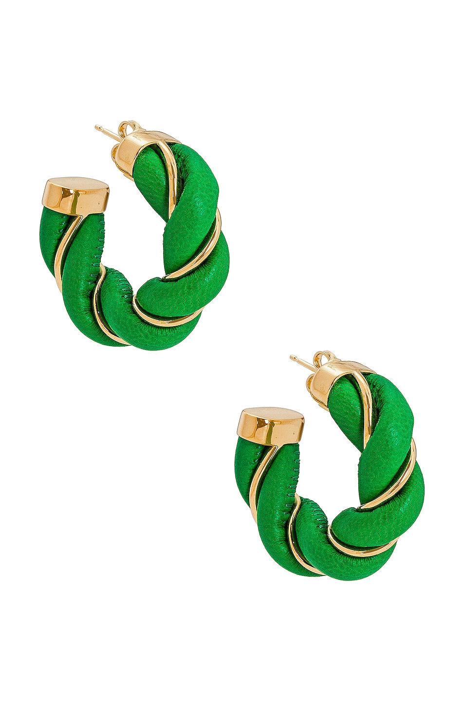 Image 1 of Bottega Veneta Gold Finish Earrings in Parakeet