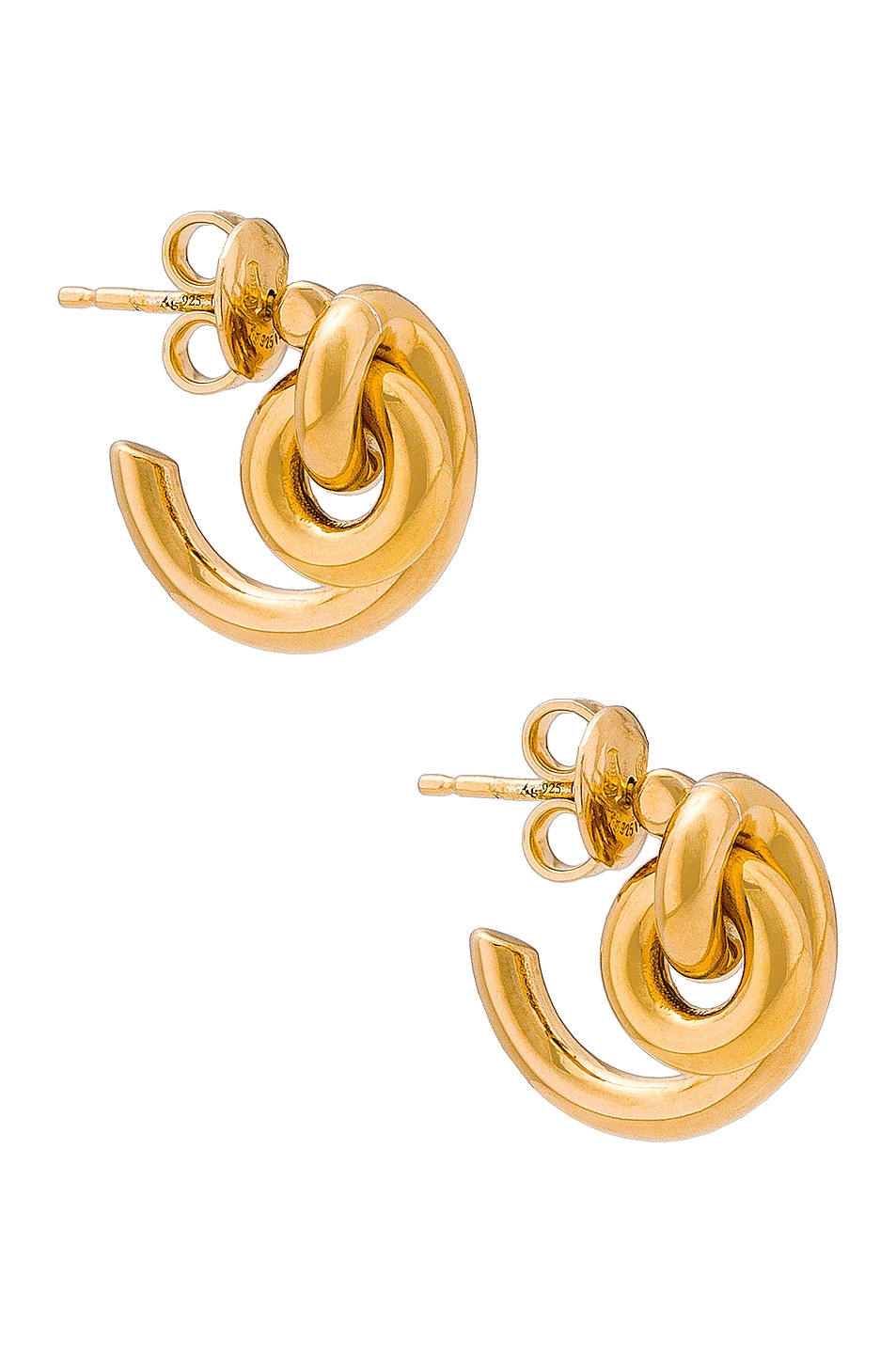 Image 1 of Bottega Veneta Gold Finish Sterling Silver Earrings in Yellow Gold