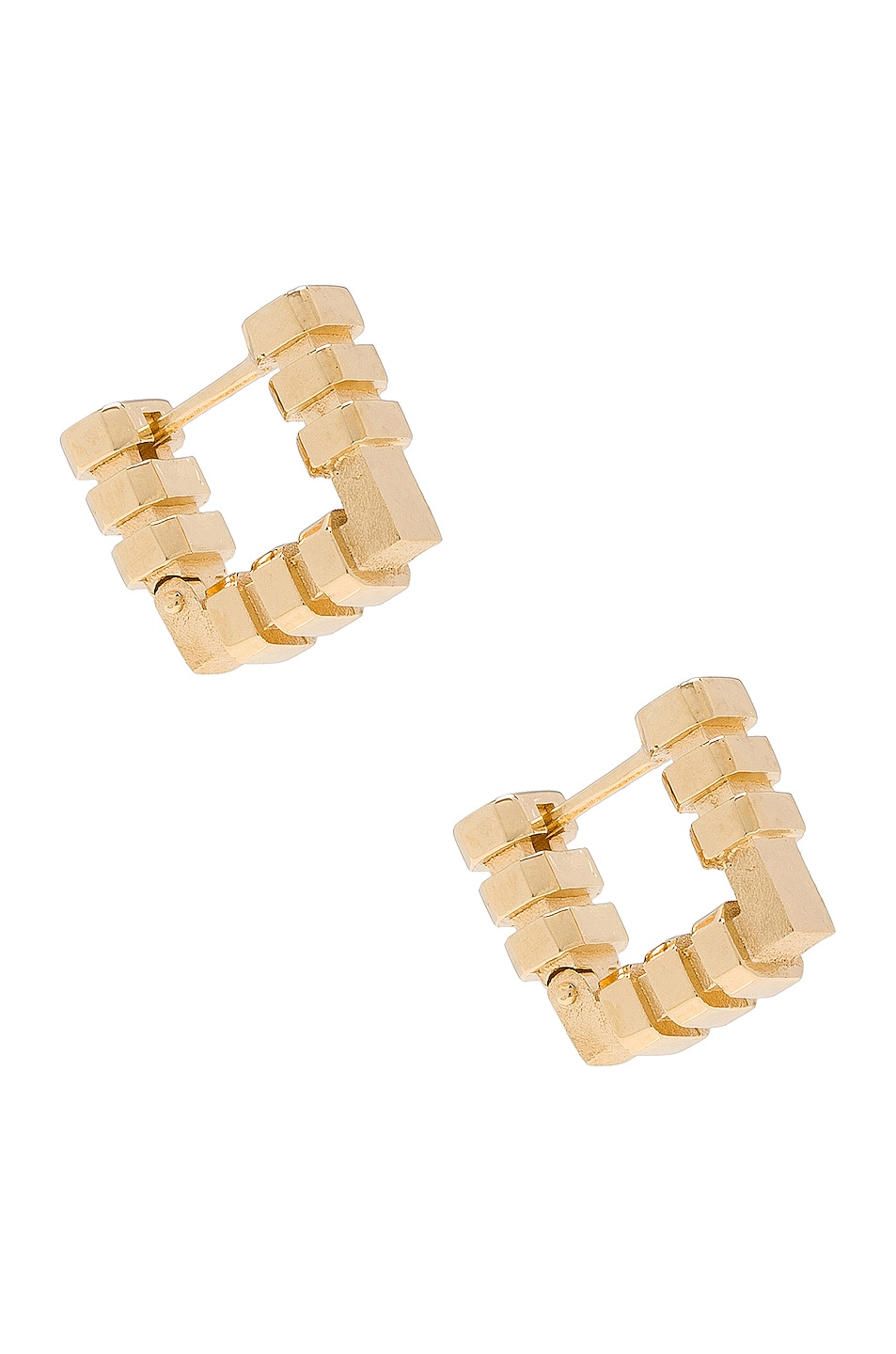 Image 1 of Bottega Veneta Square Earrings in Yellow Gold