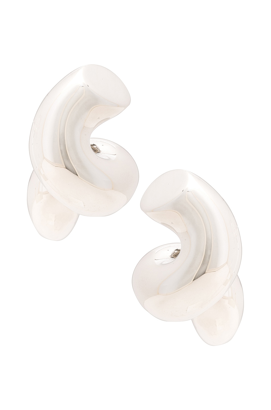 Image 1 of Bottega Veneta Large Corkscrew Earrings in Silver