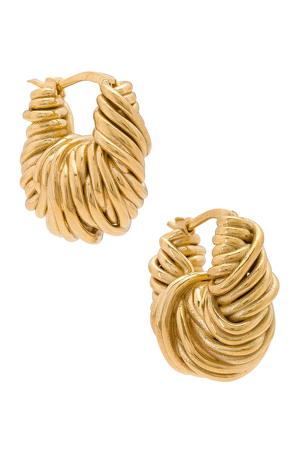Image 1 of Bottega Veneta Hoop Earrings in Yellow Gold