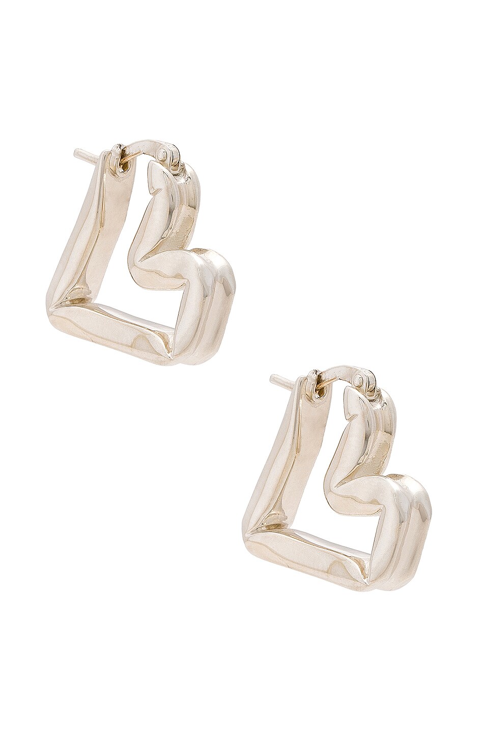 Image 1 of Bottega Veneta Heart Shape Hoop Earrings in Silver