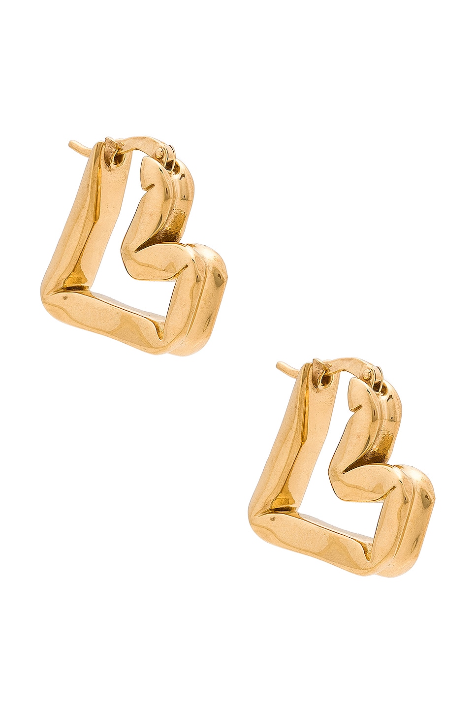 Image 1 of Bottega Veneta Heart Shape Hoop Earrings in Yellow Gold