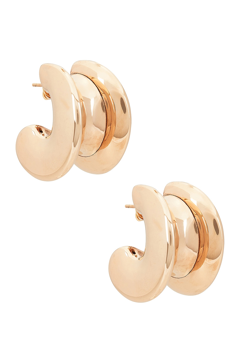 Image 1 of Bottega Veneta Chunky Hoop Earrings in Yellow Gold