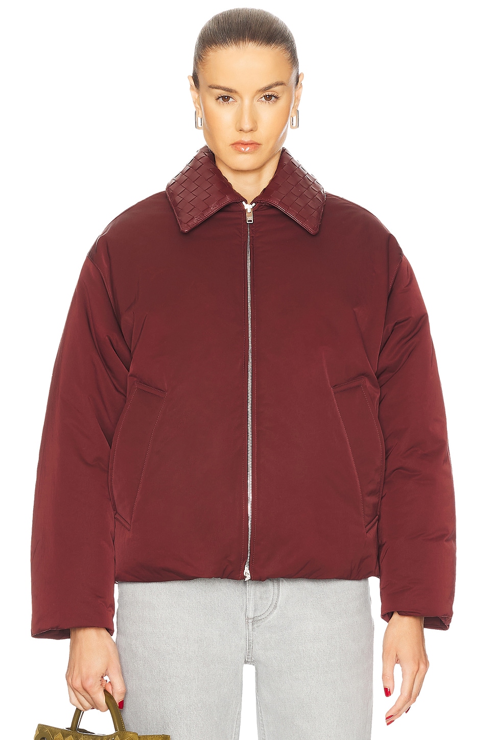 Shop Bottega Veneta Tech Puffer Jacket In Barolo