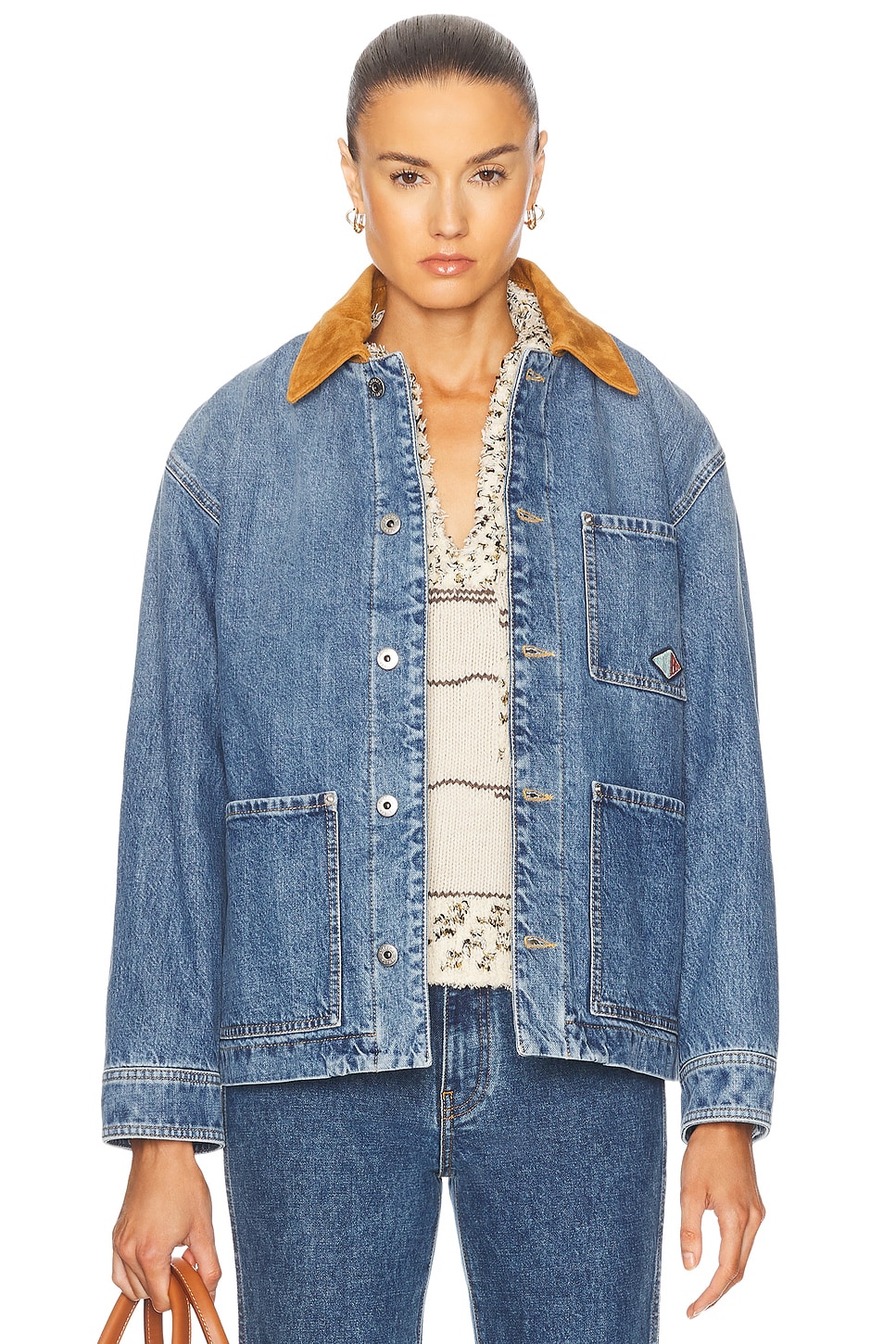 Padded Denim Jacket in Blue