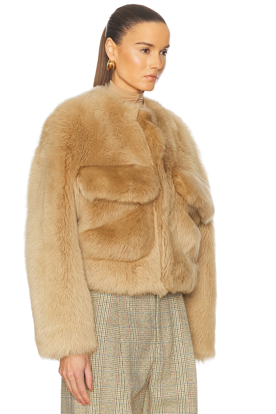 Bottega Veneta Blouson Cropped En Shearling Toscana In Teddy Bear