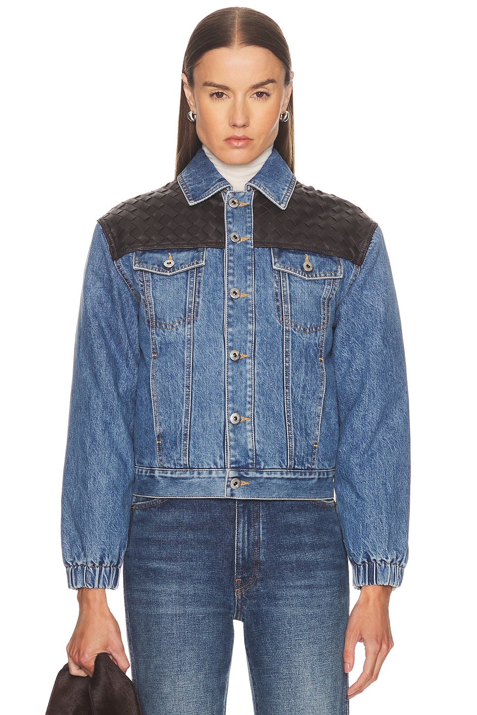 Bottega Veneta Denim Puffer Jacket In Blue