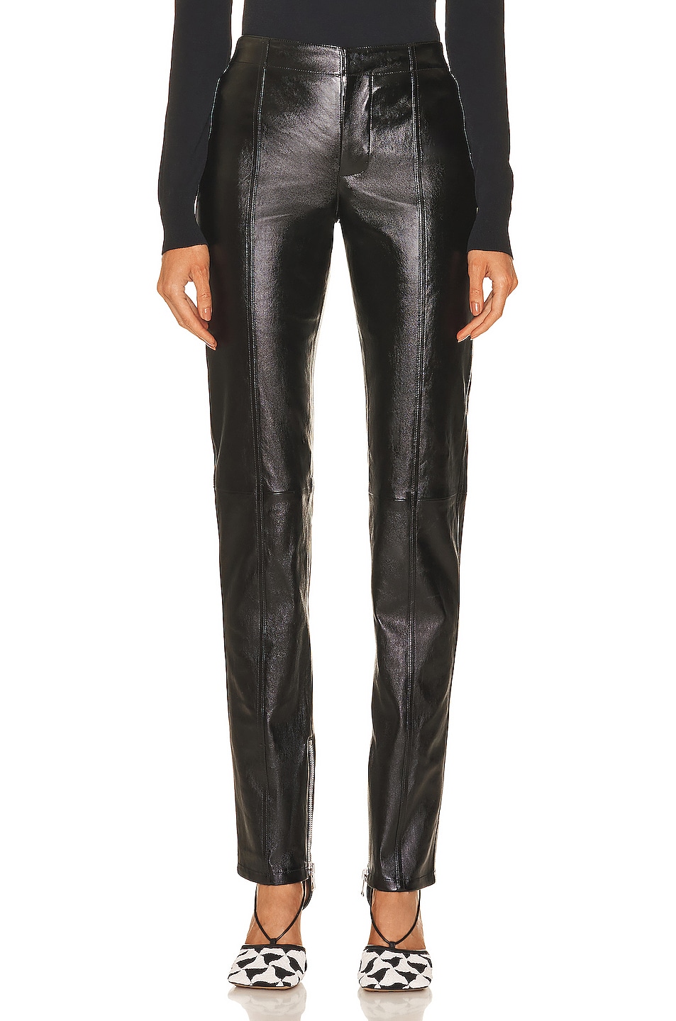 Bottega Veneta Stretch Shiny Leather Pants in Black | FWRD