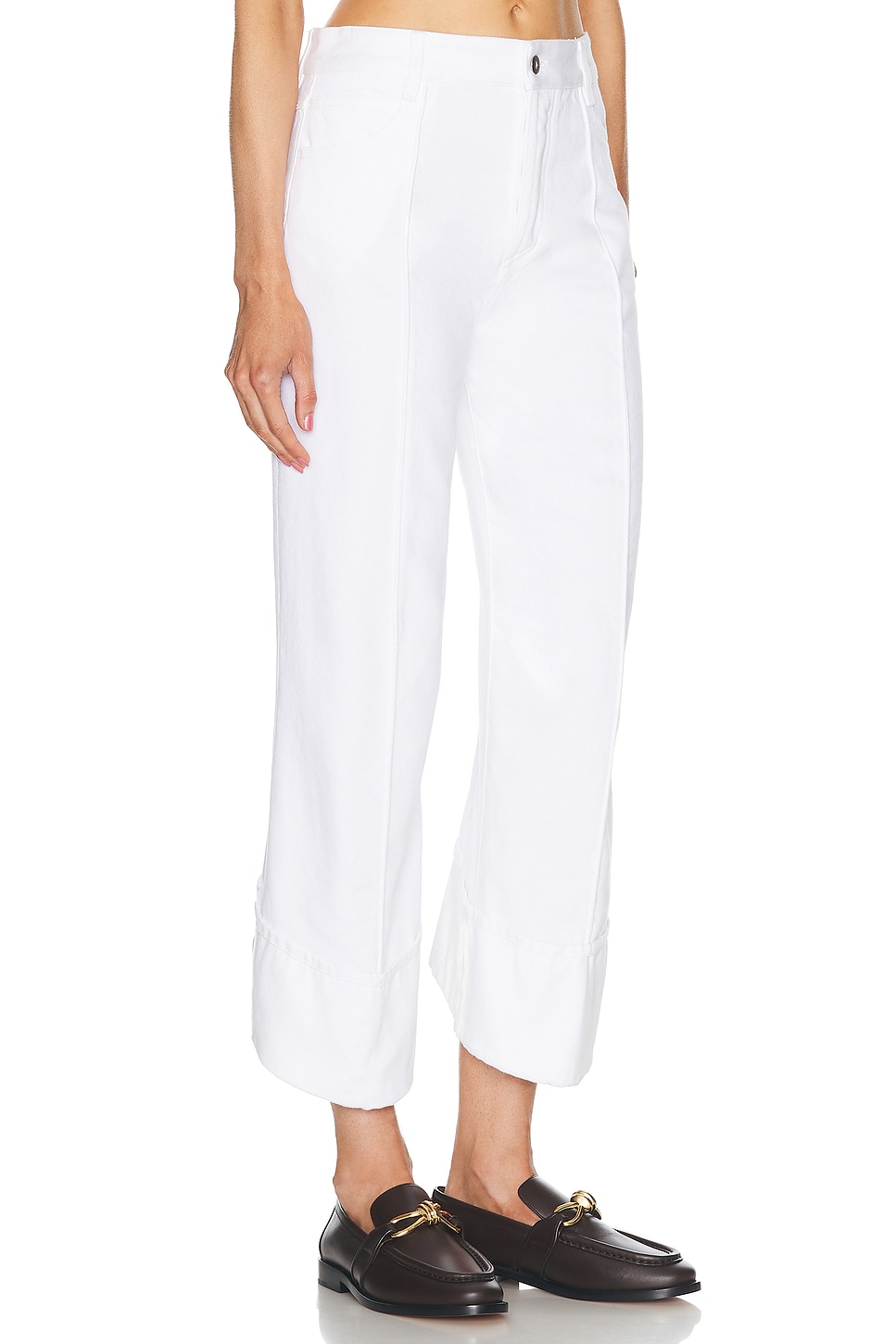 Shop Bottega Veneta Capri Pant In White