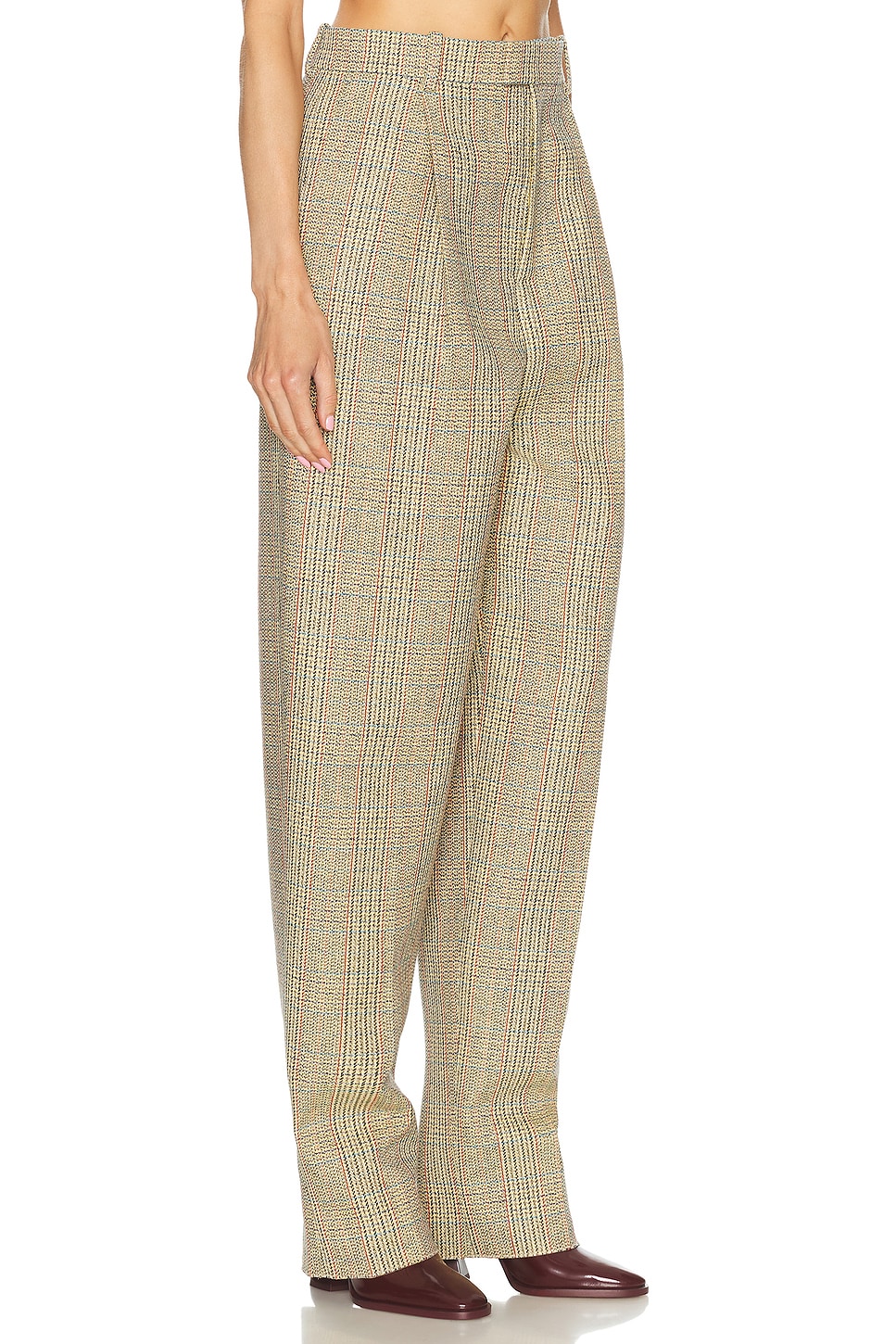 Shop Bottega Veneta Tailored Trouser In Beige  Yellow  & Blue