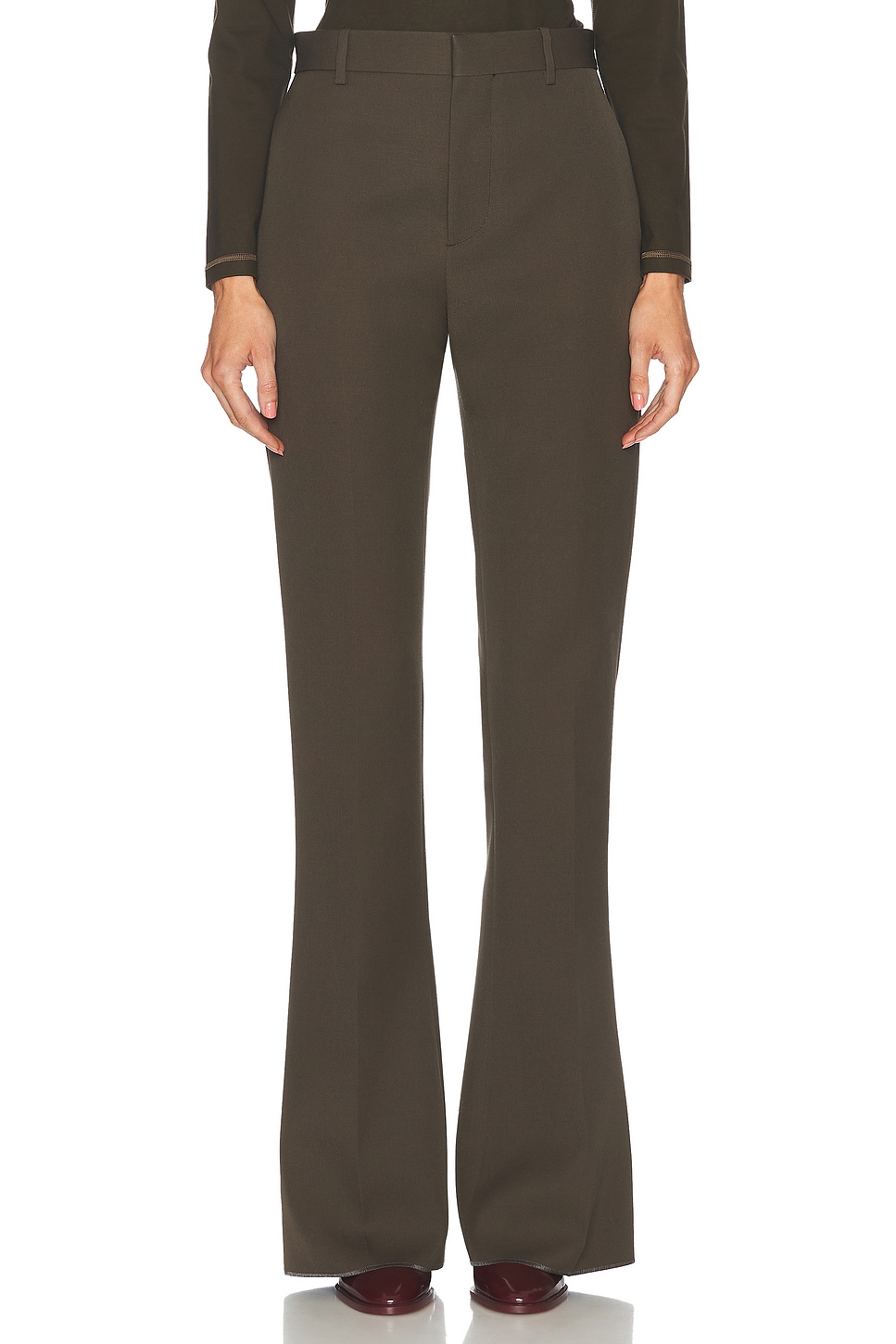 Image 1 of Bottega Veneta Wide Leg Pant in Dark Olive