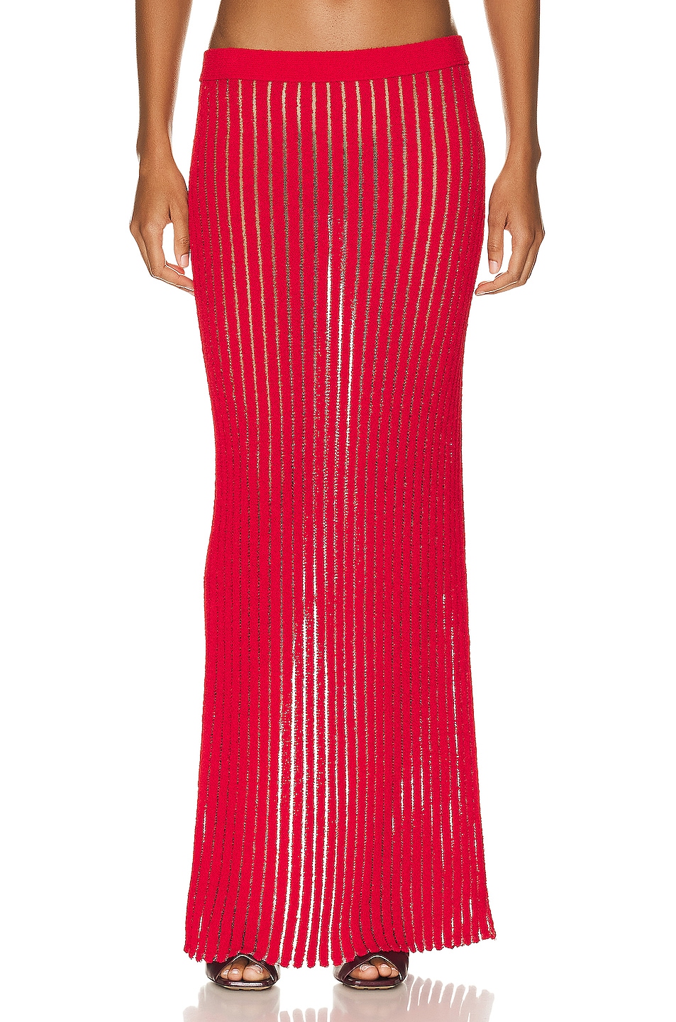 Image 1 of Bottega Veneta Stripes Long Skirt in Vernis