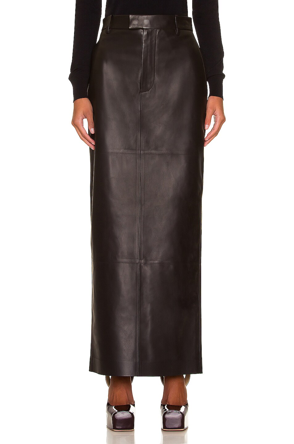 Image 1 of Bottega Veneta Leather Maxi Skirt in Fondant