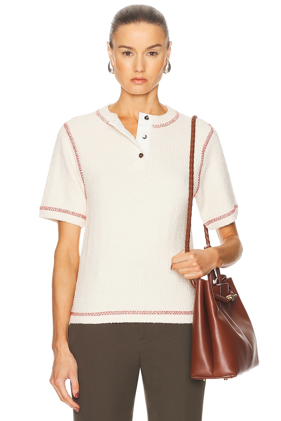 Bottega Veneta Women Waffle Cotton T-shirt