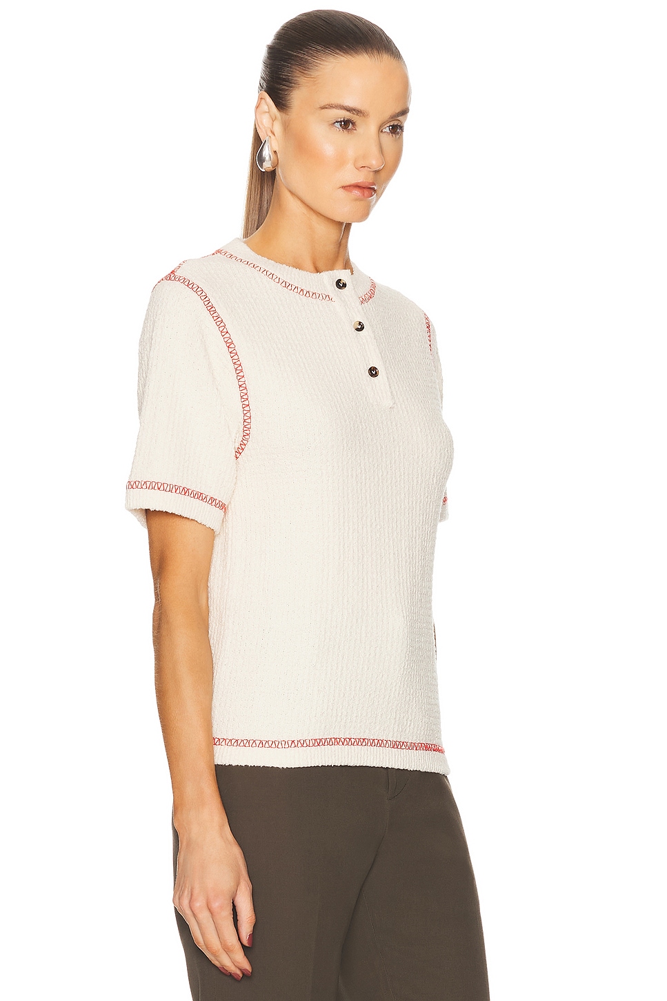 Bottega Veneta Women Waffle Cotton T-shirt