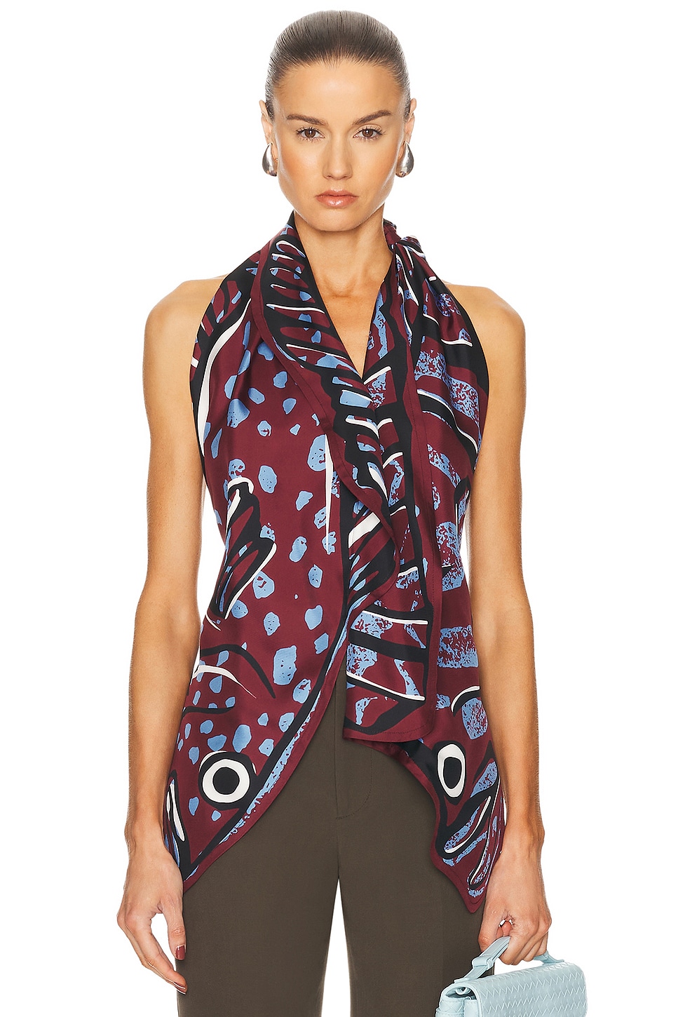 Image 1 of Bottega Veneta Sleeveless Blouse in Black Cherry & Admiral
