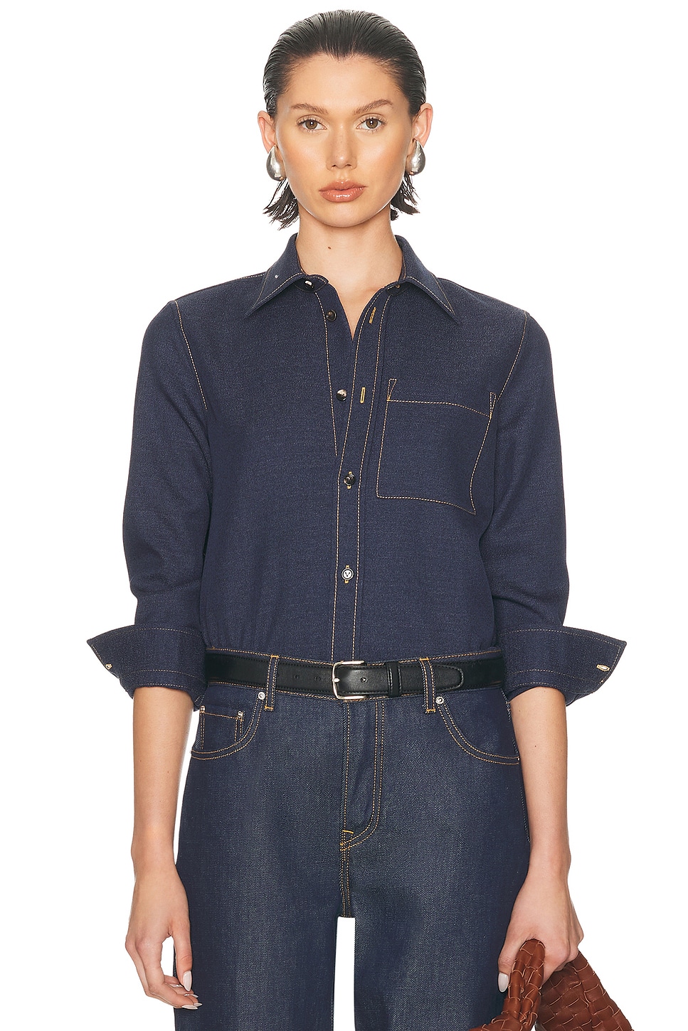 Image 1 of Bottega Veneta Drill Shirt in Dark Indigo