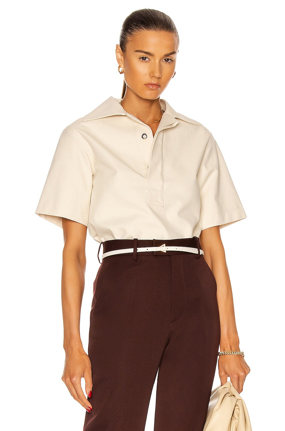Image 1 of Bottega Veneta Knotted Cotton Twill Top in String